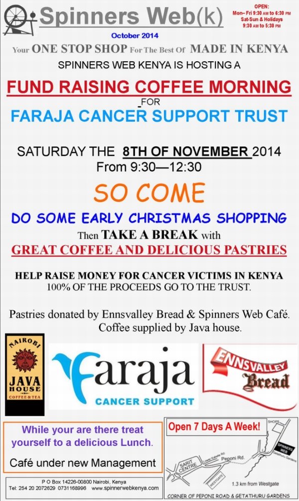 Faraja Cancer Support Trust fundraiser @ Spinners Web